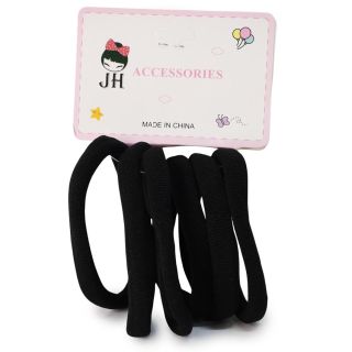 Donas Ligas Licra Grandes En Color Negro Cartón Blanco Con 6 Donas Para Cabello 7 Cm | JH-A5015