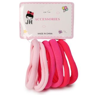 Donas Ligas Licra Grandes En Colores Rosa Cartón Blanco Con 6 Donas Para Cabello 7 Cm | JH-A5016