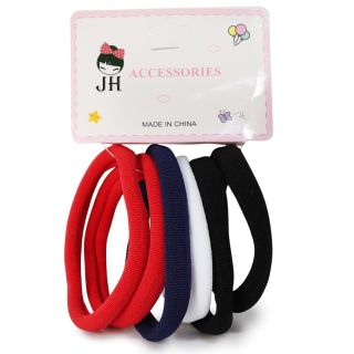 Donas Ligas Licra Grandes En Colores Escolares Cartón Blanco Con 6 Donas Para Cabello 7 Cm | JH-A5016