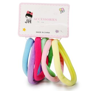 Donas Ligas Licra Grandes En Colores Pastel Cartón Blanco Con 6 Donas Para Cabello 7 Cm | JH-A5016