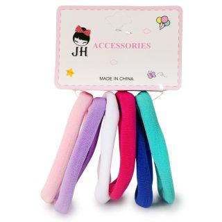 Donas Ligas Licra Grandes En Varios Colores Cartón Blanco Con 6 Donas Para Cabello 7 Cm | JH-A5016