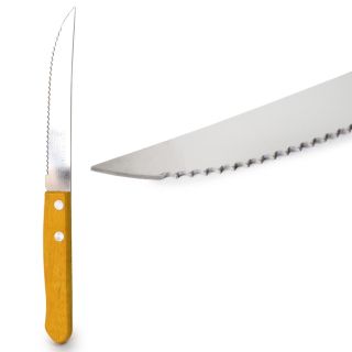 Cuchillo De Sierra En Acero Inoxidable Con Mango De Madera Ovalado 20.5 Cm | PB-2003A