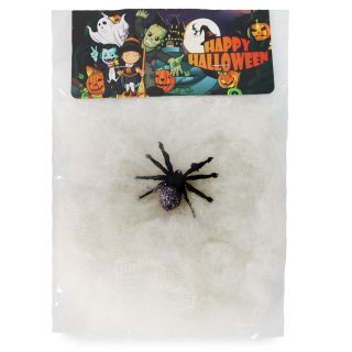 Telaraña Adorno Para Halloween Chica Falsa En Color Blanco Con Araña De Plástico 25 Cm | LS