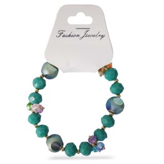 Pulsera Elástica Con Líneas De Cristales Colores Y Perlas Doradas 8 Cm | ZXQ04021