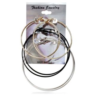 Aretes Arracadas Delgadas En Color Negro Dorado Y Plateadas En Blíster 14 Cm | ZXQ00900