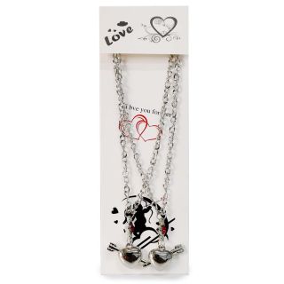 Collares De Metal Medianos Cadena Ovalada Color Plata Con Dijes Pareja 17.5 Cm | ZXQ03159