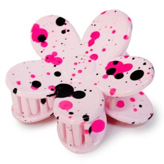 Pinza De Plástico Chica En Forma De Flor Color Rosa Con Manchas De Colores 4.5 Cm | ZXQ03815