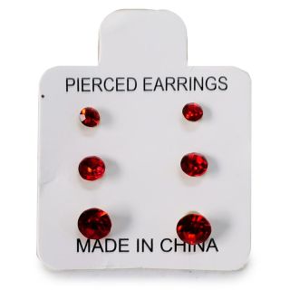 Aretes Chicos De Plástico Con Piedras De Colores En Blíster Con 3 Pares 2.5 Cm | XQ-17-761