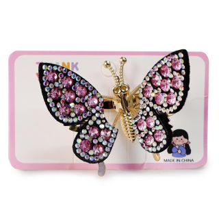 Pico Garza De Metal Dorado Con Mariposa Movible Cubierta De Piedras Colores 6.5 Cm | XQ-17-719