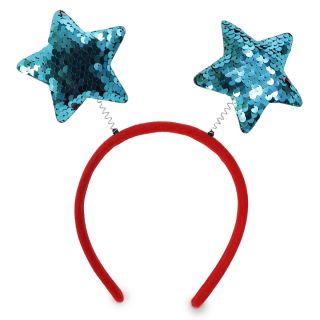 Diadema De Plástico Ancha Forro Rojo Con Estrellas De Peluche Con Lentejuela Azul 21 Cm | SY-S-48