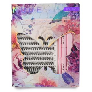 Pestañas Postizas Seminaturales En Grupo Con Pegamento Y Pinzas NUDE 19 Cm | KUN-2457