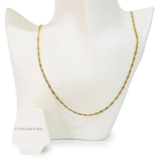 Collar Largo De Acero Cadena Delgada Trenzada doble En Color Dorado Plata 27 Cm | XH6894