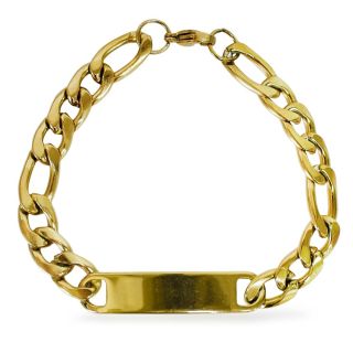 Pulsera De Acero Inoxidable Cadena Ancha Plana Con Plata Dorada Y Plata 21 Cm | XH6489