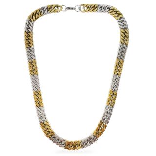 Collar De Acero Inoxidable Grueso Cadena Bicolor Dorada Y Plata Con Broche 28 Cm | XH5460
