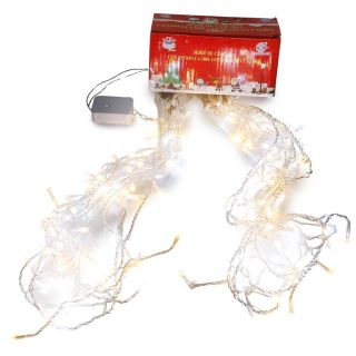 Serie Navideña De 200 Luces Led En Cascada Cálida Y Blanca Cable Transparente De 4.5 Mts | HZ8033-BN