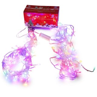 Serie Navideña De 200 Luces Led En Cascada Multicolor Cable Transparente De 4.5 Mts | HZ8033-C