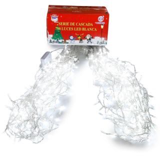 Serie Navideña De 700 Luces Led En Cascada Blanca Cable Transparente De 14 Mts | HZ8045B