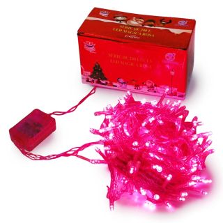Serie Navideña De 200 Luces Led Mágica Rosa Cable Transparente 10 Mts | HZ8078RS