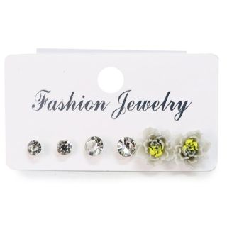Aretes Chicos De metal Piedras Y Figuras De Colores En Blíster 5.5 Cm | XH7228