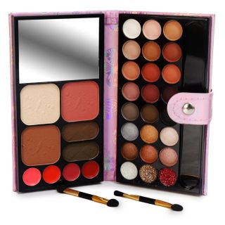 Sombras Rubores Labiales E Iluminadores Faciales En Estuche Cartera Mariposas Rosa 15.3 Cm | 5396