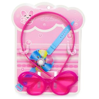 Diadema Pulsera Y Lentes De Plástico En Blíster Cuadrado Color Rosa 19 Cm | XH4334
