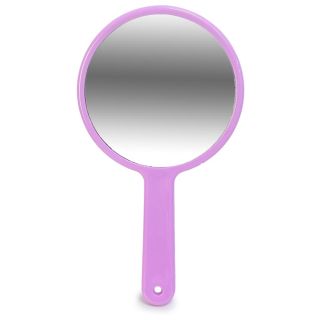 Espejo Grande De Plástico Reforzado Circular Con Mango Delgado Colores Pastel 22 Cm | XH6521