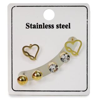 Aretes Cortos De Acero Inoxidable En Color Dorado Y Plateados Figuras Perlas Y Piedras 5 Cm | XH7137