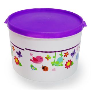 Toper Contenedor Lucena Plástico Blanco Estampado Pajaros Tapa Colores 13.5 X 9.5 Cm | LUCENA