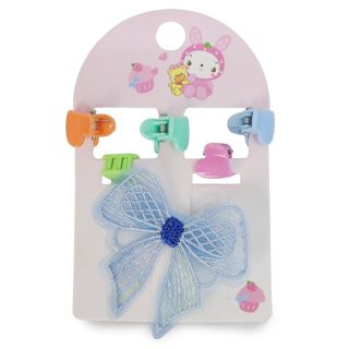 Pico Garza Chico Con Moño De Tela Bordado Y Pinzas Mini Figuras En Blíster 11 Cm | SJZ-535