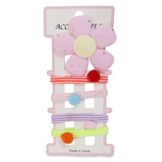 Pico Garza Con Flor De Peluche Piedras Y Donas Ligas Licra Elásticas Chicas 13 Cm | SPJ-384