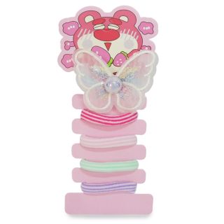 Donas Ligas Licra Elásticas Chicas Con Líneas De Colores Y Mariposa Bordada Con Perla 14.5 Cm | SPJ-403