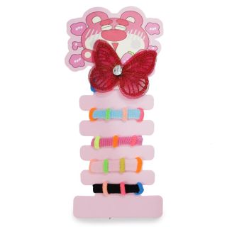 Donas Ligas Licra Elásticas Chicas Con Líneas De Colores Y Mariposa Bordada Con Piedra 14.5 Cm | SPJ-403