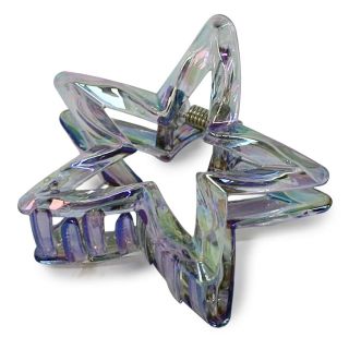 Pinza Grande De Acrílico Transparente Tornasol Figura Estrella Varios Colores 7.5 Cm | TJZ-2619