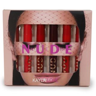 Lip Gloss En Estuche Con 6 Tonos Mate NUDE De Larga Duración Envases Transparentes 13 Cm | HCC-K230