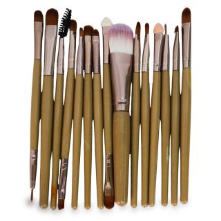 Brochas Para Maquillaje Delgadas Con Punta Bicolor Y Mango Cobre Con Café 16 Cm | HZS-2541