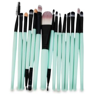 Brochas Para Maquillaje Delgadas Con Punta Bicolor Y Mango Negro Con Menta 16 Cm | HZS-2541