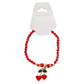 Pulseras Elástica Con Cristales De Colores Y Dije De Metal Cereza Cherry Colores 9 Cm | XQ-17-737