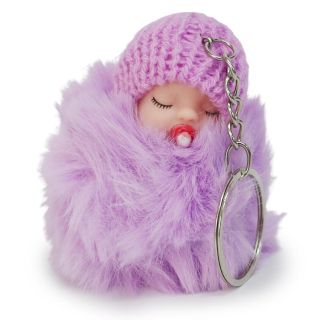 Llavero Mediano Pompón Con Bebe Chupón Y Gorro Varios Colores De 6.5 Cm | XQ-18-769