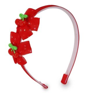 Diadema De Plástico Forro De Tela Colores Con Moño De Red Y Cerezas Cherry 13 Cm | XQ-18-792