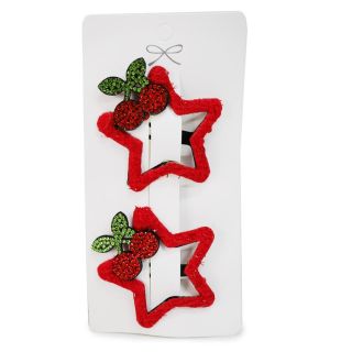 Cucas De Metal Grandes En Forma De Estrellas Con Brillos Y Cerezas Cherry 6.5 Cm | XQ-18-789