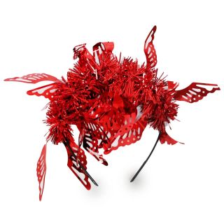 Diadema De Plástico En Color Negro Cubierta De Eschara Mariposa Metalizada Colores 13 Cm | SD-25