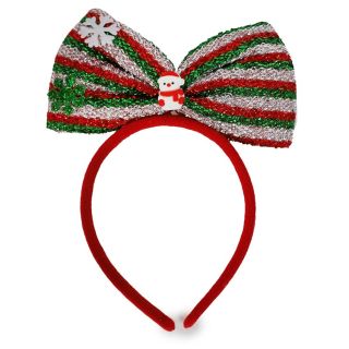 Diadema De Plástico Forro Rojo Con Moño Metalizado Y Figuras De Acrilíco 14 Cm | SD-27