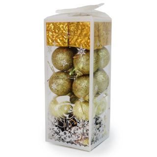 Esferas Y Adornos Navideños En Color Dorado Chicos Metalizados Y Cubiertas De Glitter 19 Cm | SD-10