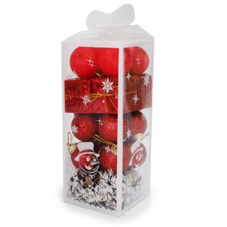 Esferas Y Adornos Navideños En Color Rojo Chicos Metalizados Y Cubiertas De Glitter 19 Cm | SD-10