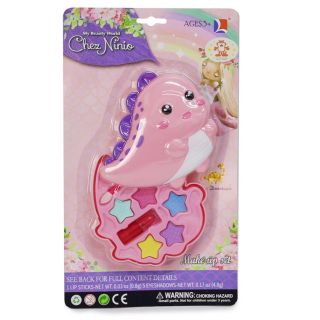 Sombras Y Labiales Infantiles Para Niña En Estuche Dinosaurio De Plástico Rosa 13 Cm | CAT-25219