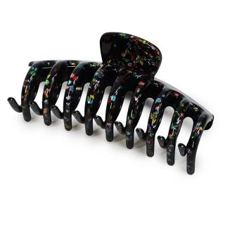 Pinza De Plástico Grande Ovalada Araña Con Hojuelas Metalizadas De Colores Líneas 10.5 Cm | F33-53