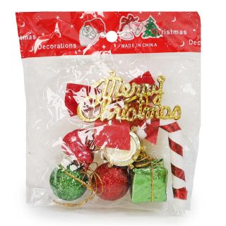 Adornos navideños Chicos Bolsa Con Regal Esferas Tambor Moño Y Bastón De Colores 14 Cm | KUN-550