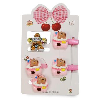 Pinza Picos Garza Y Donas Licra Elásticas Mini De Colores Con Figura Capibara Acrílico 12 Cm | KUN-3703