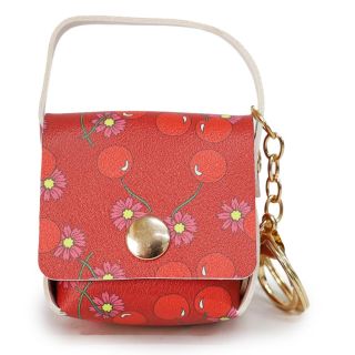Llavero Bolso De Vinil Cuadrado Con Correa Y Arnes Estampado Cerezas Cherry 9 Cm | XQ-19-801