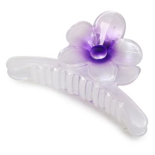 Pinza Grande De Plástico Rectangular Con Flor Bicolor Transparente Mate 11 Cm | XQ-19-808